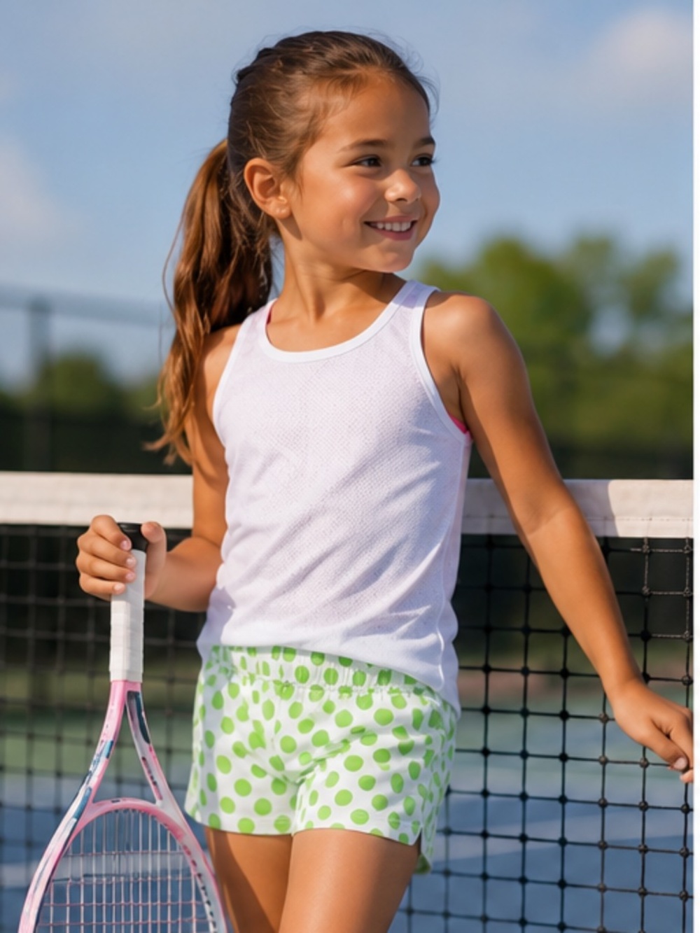 Little Miss Tennis Girls Polka Dot Shorts (multiple sizes available)